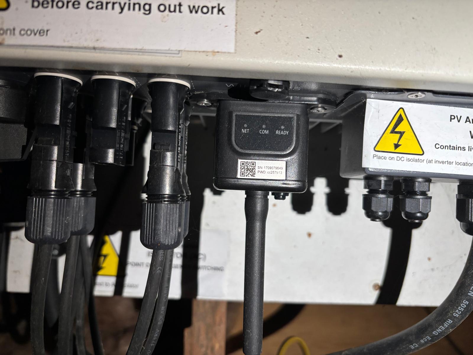 Inverter underside inspection — NET COM READY indicators